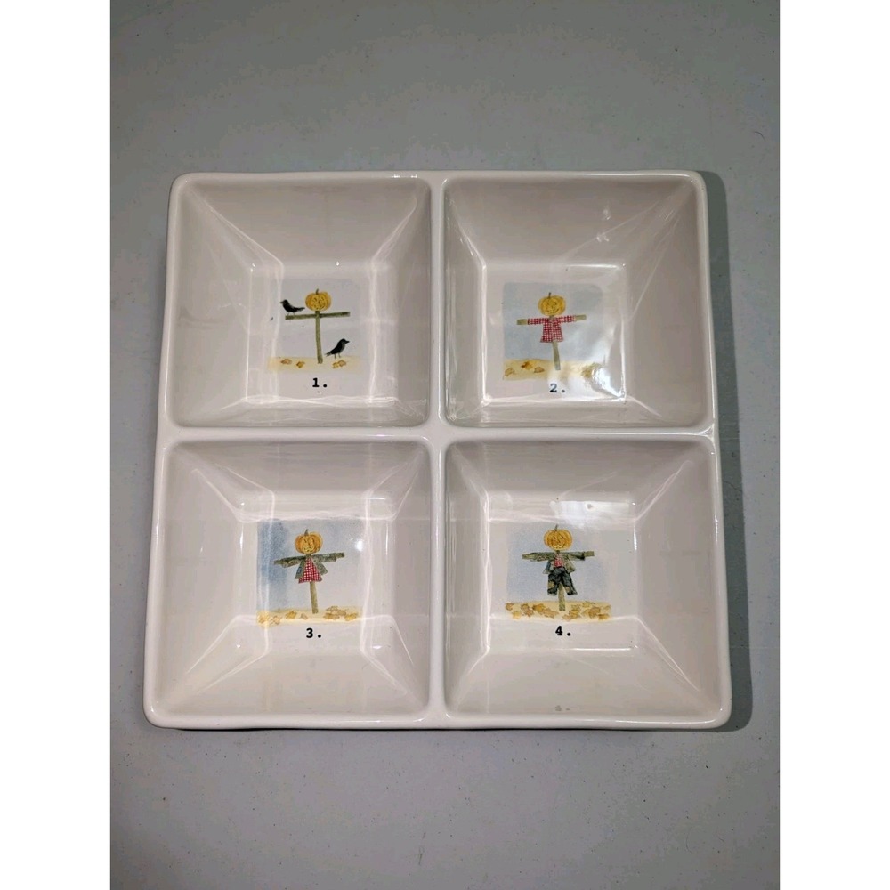 Rae Dunn Artisan‎ Collection By Magenta Scarecrow Pumpkin Divided Serving Dish